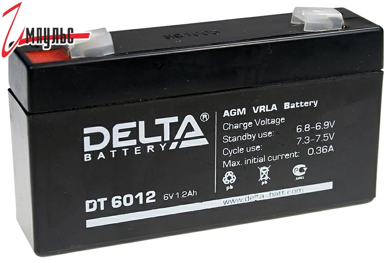 Детальные фото Аккумулятор 6V  1.2A Delta 6012 в интернет магазине Импульс-Электронные компоненты