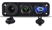Зарядное устройство врезное 2 USB TDS TS-CAU48 5V,2.1A,зеленый