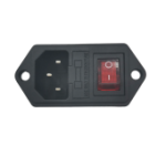 Штекер IEC 3 pin комп в корпус горизонт.,предохранитель+выключатель